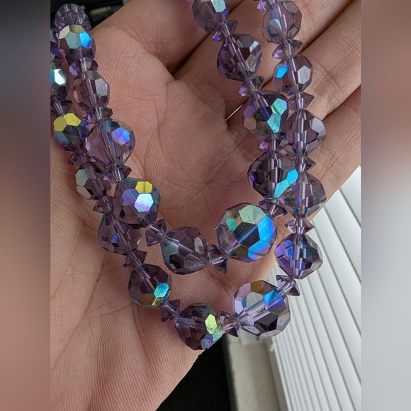 Vintage Jewelry - EVC PURPLE AB CRYSTAL NECKLACE